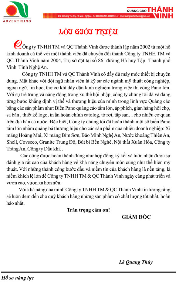 Quang cao thanh Vinh